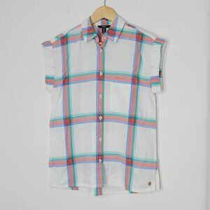 Hatley Women Multicolor Plaid Pocket Relaxed Fit Button Down Casual Shirt Size S